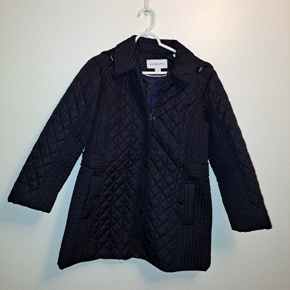 Liz Claiborne Hooded Midweight Quilted Jacket - Picture 2 of 11